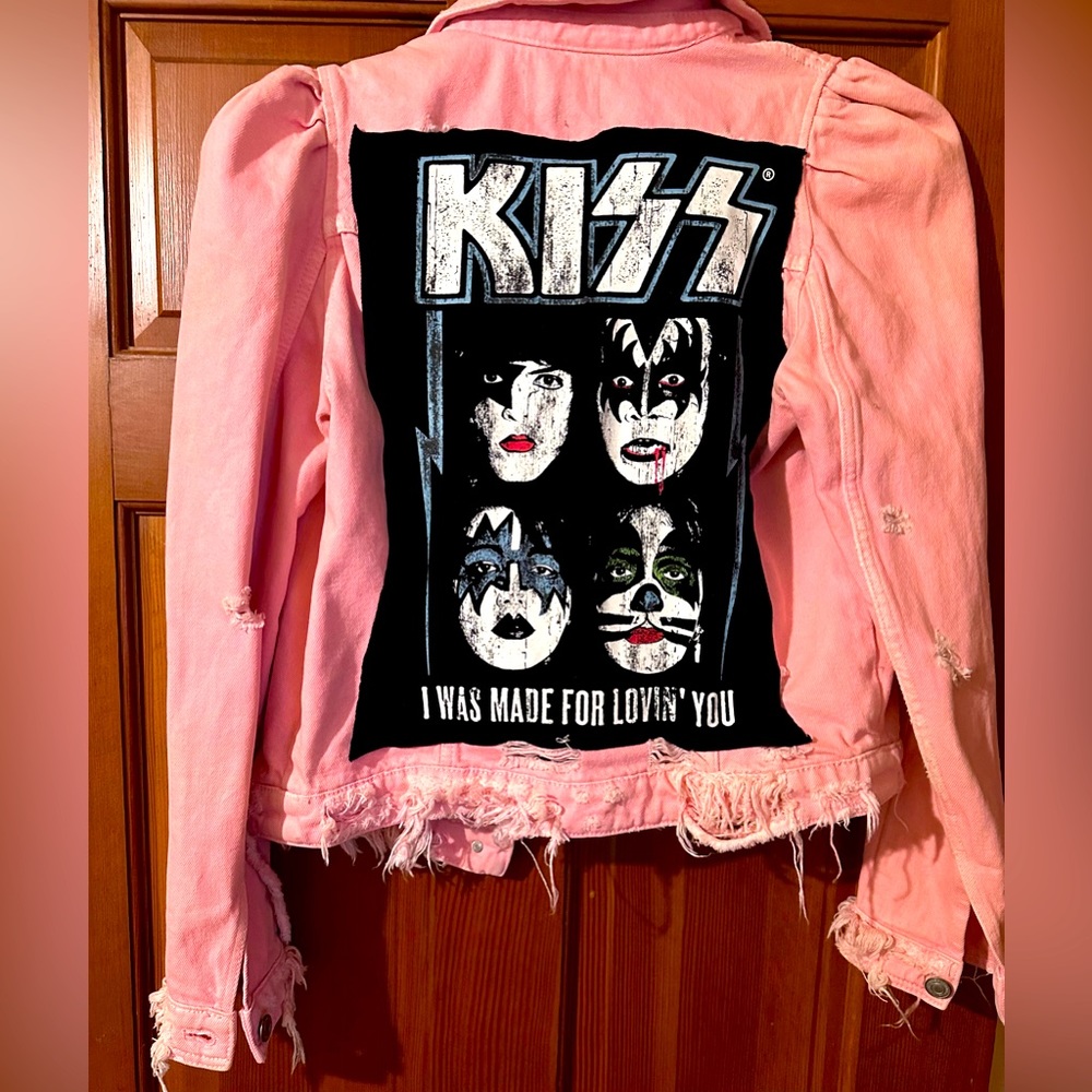 Zara Trafaluc Pink Kiss Band Denim Jean Jacket